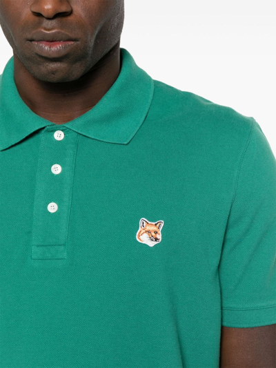 Shop Maison Kitsuné Fox Head Cotton Polo Shirt In Green