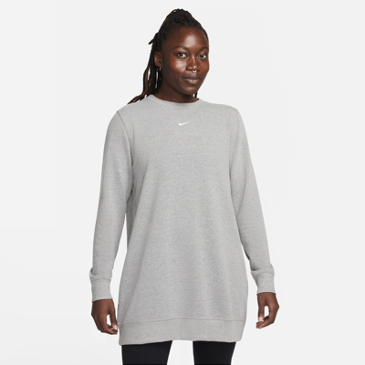 Shop Nike Women's Dri-fit One Crew-neck French Terry Tunic In Grey