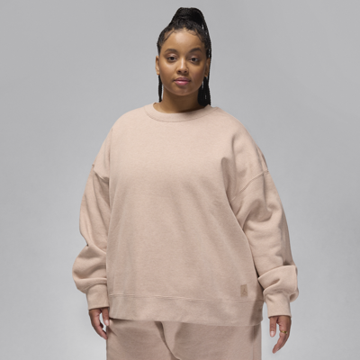 Shop Jordan Women's  Flight Fleece Crewneck Sweatshirt (plus Size) In Brown