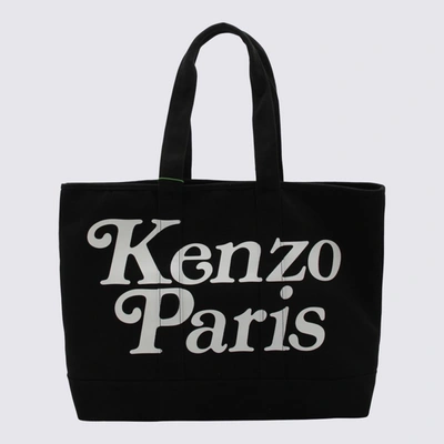 Shop Kenzo Black And White Canvas Tote Bag