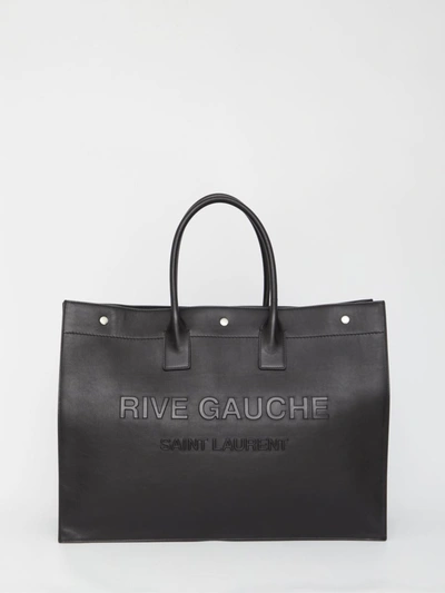 Shop Saint Laurent Large Rive Gauche Tote Bag In Black