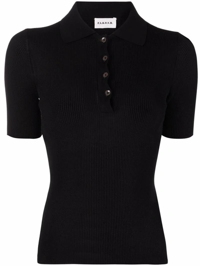 Shop P.a.r.o.s.h . Polo-collar Knitted Top In Nero