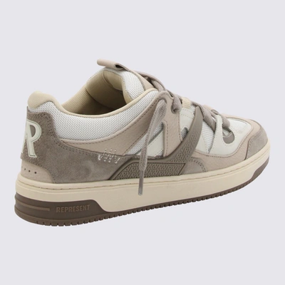 Shop Represent White And Beige Leather Sneakers