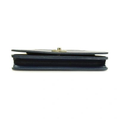 Pre-owned Chanel Navy Leather Wallet  ()