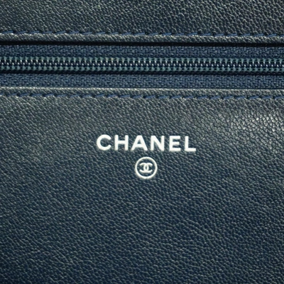 Pre-owned Chanel Navy Leather Wallet  ()