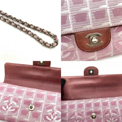Pre-owned Chanel Travel Line Pink Canvas Shopper Bag ()