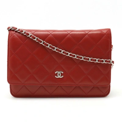 Pre-owned Chanel Wallet On Chain Red Leather Wallet  ()