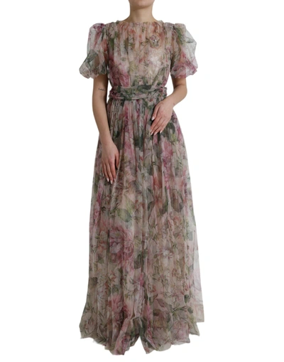 Shop Dolce & Gabbana Multicolor Floral Print A-line Gown Dress