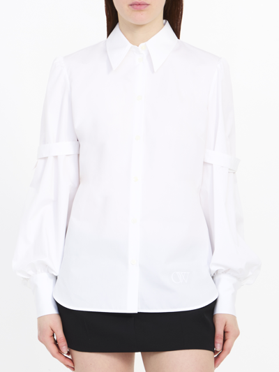 Shop Off-white Popeline Shirt With Straps In White