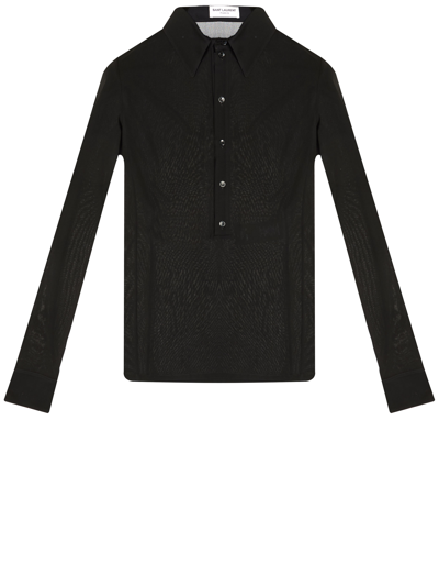 Shop Saint Laurent Viscose Shirt In Black