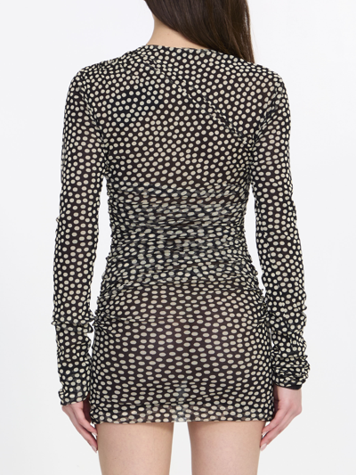 Shop Saint Laurent Dress In Dotted Tulle In Black