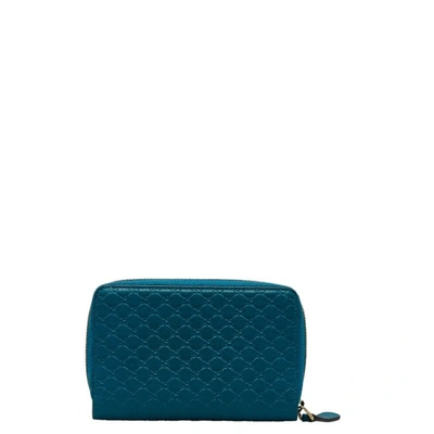Shop Gucci Ssima Blue Leather Wallet  ()