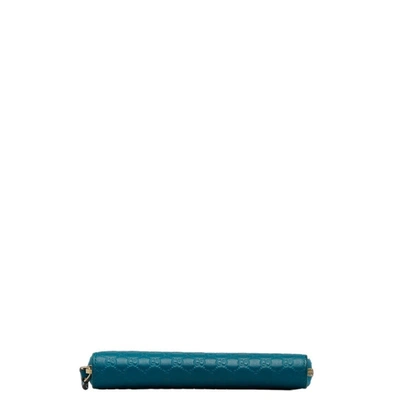 Shop Gucci Ssima Blue Leather Wallet  ()