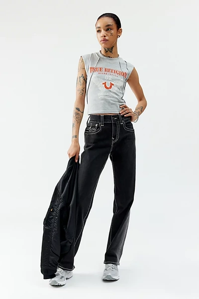 Shop True Religion Ricki Mid-rise Relaxed Jean In Black, Women's At Urban Outfitters