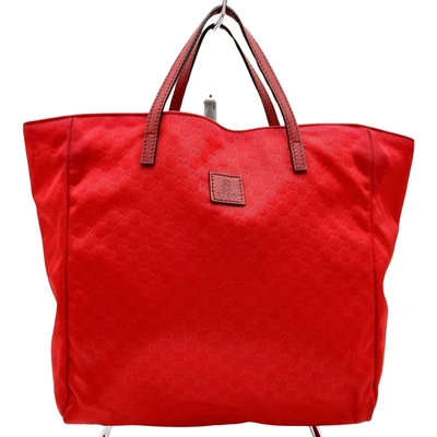 Shop Gucci Micro Ssima Red Synthetic Tote Bag ()