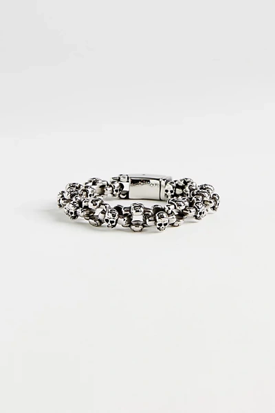Shop Urban Outfitters Skull Stainless Steel Chain Bracelet In Silver, Men's At