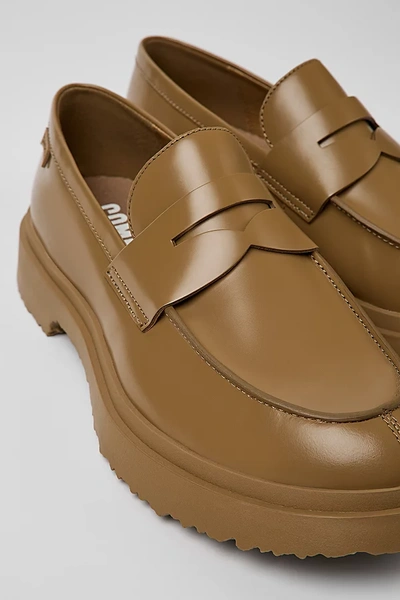 Shop Camper Walden Leather Moc Toe Loafer Shoe In Bronze, Men's At Urban Outfitters