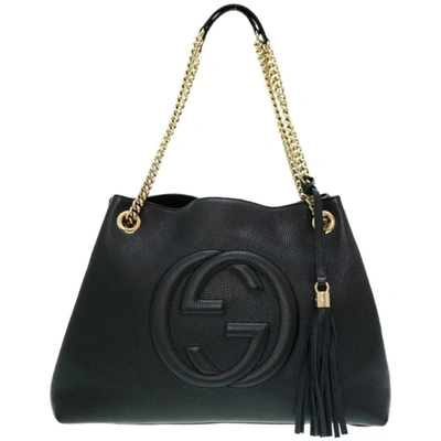 Shop Gucci Soho Black Leather Tote Bag ()
