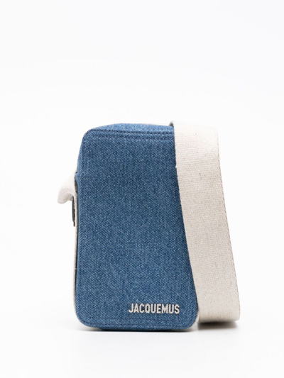 Shop Jacquemus Blue La Cuerda Vertical Denim Cross Body Bag