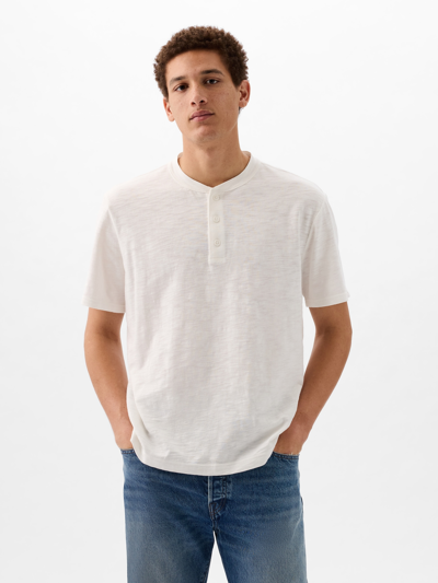 Shop Gap Henley T-shirt In Off White