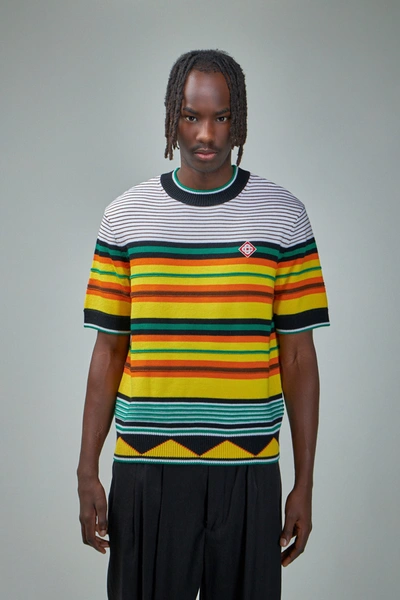 Shop Casablanca Knitted Wool Striped Tee