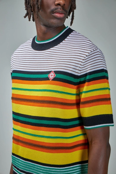 Shop Casablanca Knitted Wool Striped Tee