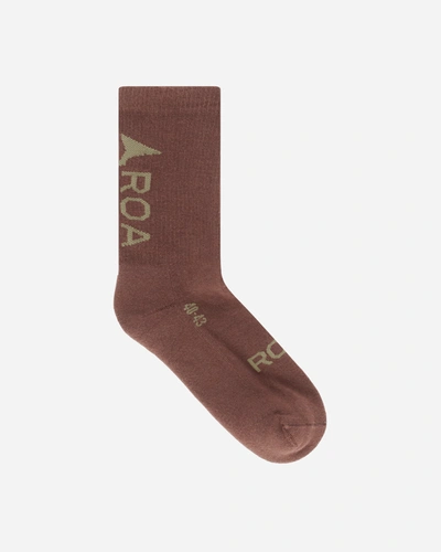 Shop Roa Logo Socks Brown In Beige