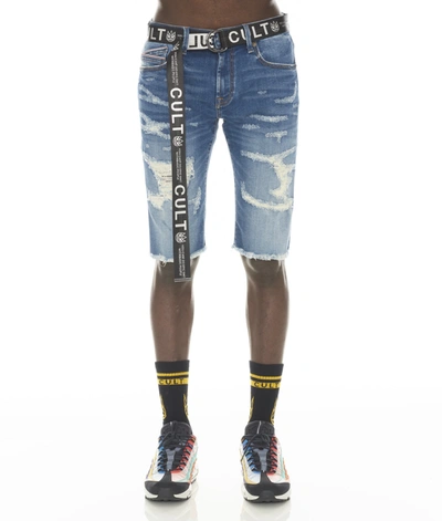 Shop Cult Of Individuality-men Rocker Short Stretch Belted In Razor In Blue