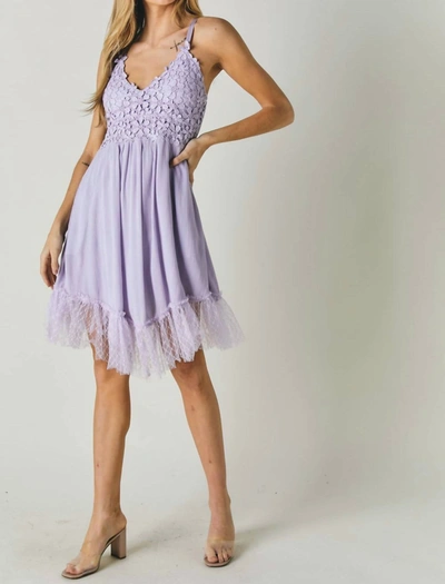 Shop Davi & Dani Crochet Lace Bodice Mini Dress In Lavender In Purple