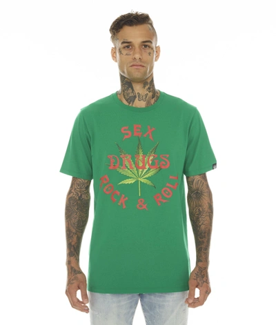 Shop Cult Of Individuality-men T-shirt Short Sleeve Crew Neck Tee "s & D & Rock N Roll" In Kelly Green