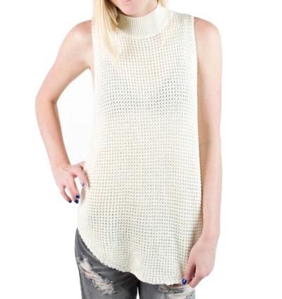 Minkpink Women Bittersweet Chunky Wool Mock Neck Tunic Sweater Top In White In White