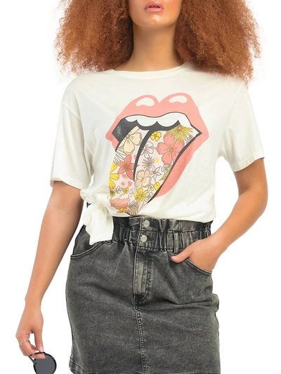 Shop Dex Short-sleeve Graphic Lips T-shirt In Cream In White