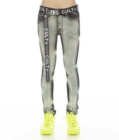 Shop Cult Of Individuality Punk Super Skinny Stretch W/ White Belt In Glazed In Multi