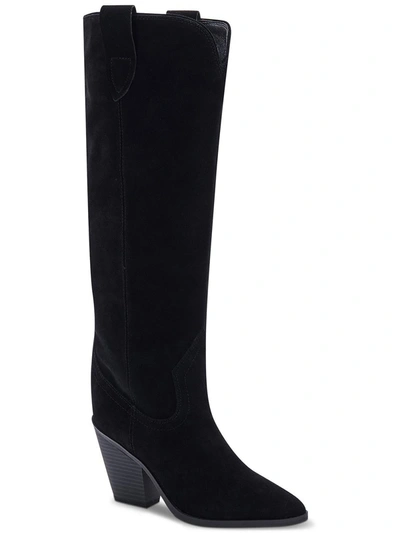 Shop Aqua College Winnie Womens Faux Suede Pointed Toe Knee-high Boots In Black