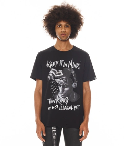 Shop Cult Of Individuality-men Short Sleeve Crew Neck Tee "keep It In Mind" In Black