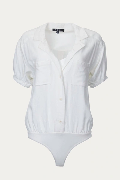 Shop Fore Linen-blend Thong Bodysuit In Off White