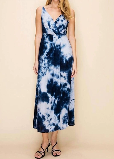 Shop Hyfve Spaghetti Strap Maxi Dress In Navy Tie Dye In Multi