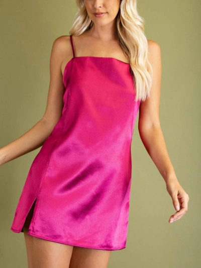 Shop Glam Solid Satin Mini Dress In Magenta In Pink