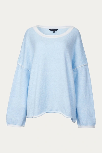 Shop J.nna Ribbed-knit Crewneck Sweater In Light Blue