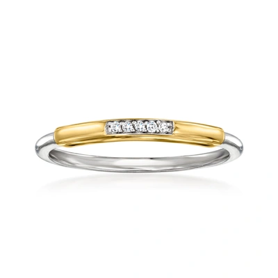 Rs Pure By Ross-simons Diamond-accented Ring In Sterling Silver And 14kt Yellow Gold In Silver