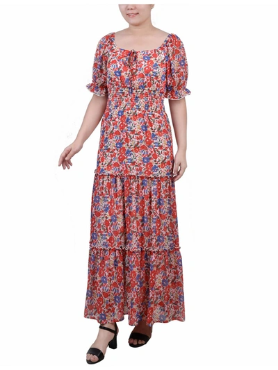 Shop Ny Collection Petites Womens Chiffon Floral Maxi Dress In Multi