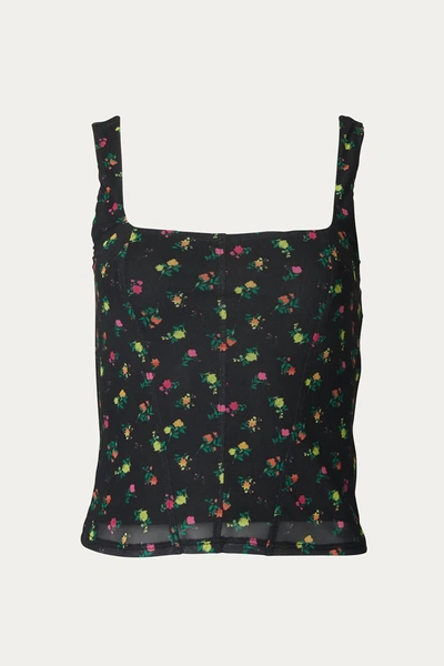 Shop Afrm Cort Mesh Corset Tank In Winter Neon Ditsy In Multi