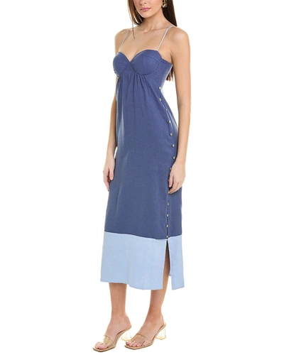 Shop Vix Solid Iris Linen-blend Dress In Blue