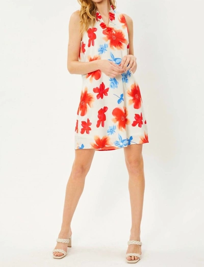 Shop Fsl Apparel Sleeveless Ruffled V Neck Dress With Lining In Floral Print In Multi