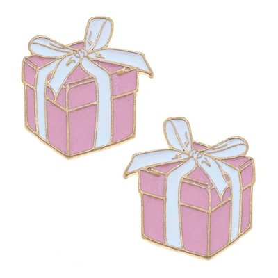 Canvas Style Women's Millie Enamel Present Stud Earrings In Pink/white In Multi