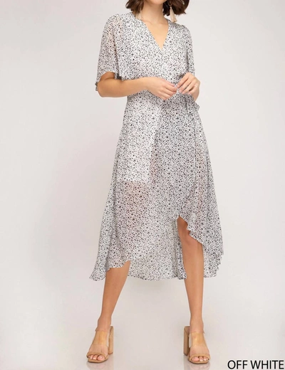 She + Sky Midi Wrap Dress In Multi