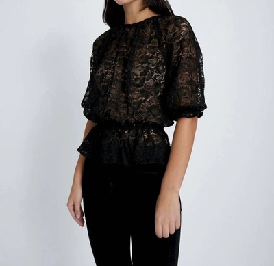 Shop 7 For All Mankind Soft Volume Lace Top In Black