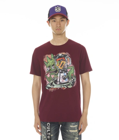 Shop Cult Of Individuality-men Short Sleeve Crew Neck Tee "blender" In Beet Red