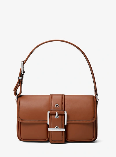 Shop Michael Kors Colby Medium Leather Shoulder Bag In Brown