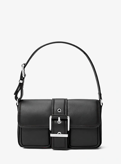 Shop Michael Kors Colby Medium Leather Shoulder Bag In Black